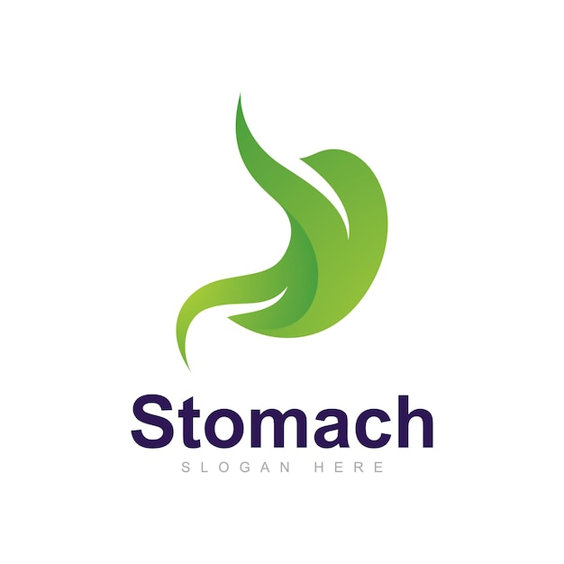 Estómago con hoja Logo Vector Plantilla de diseño Símbolo de estómago creativo