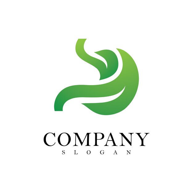 Estómago con hoja Logo Vector Plantilla de diseño Símbolo de estómago creativo