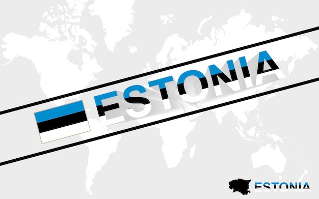 Estonia mapa bandera y texto ilustración