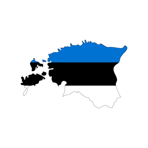 Estonia mapa silueta con bandera sobre fondo blanco.