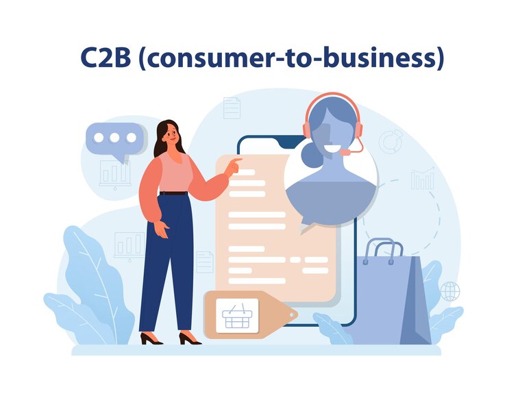 Vector estore y modelo de negocio de comercio electrónico cb consumidor a negocio cliente puede ofrecer productos y servicios