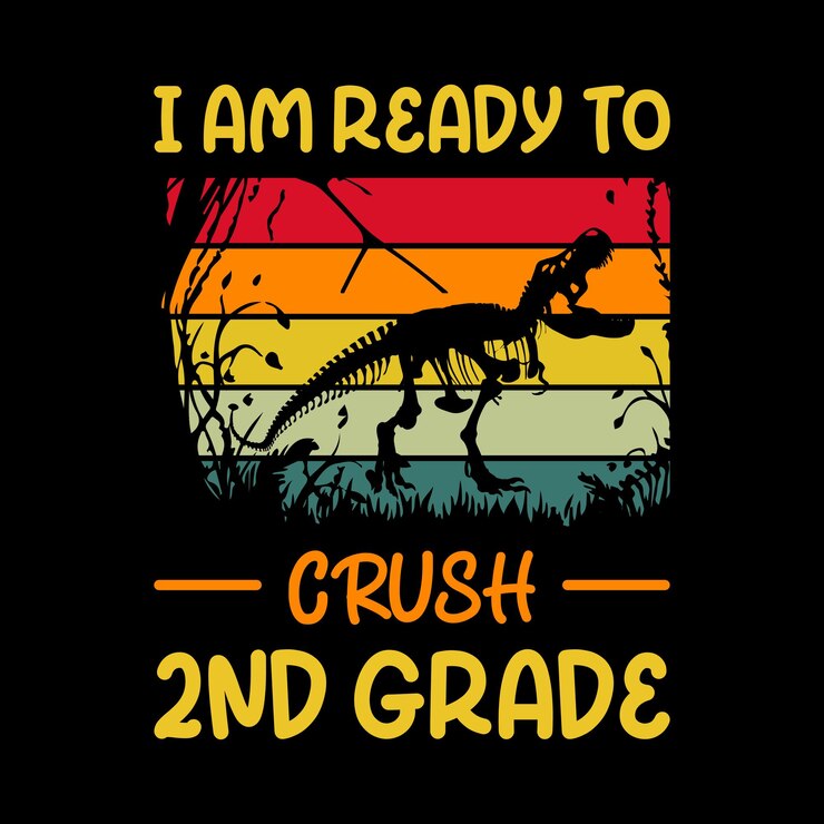 Estoy listo para aplastar 2do grado Feliz regreso a la escuela plantilla de impresión dinosaurio t rex colorido vector