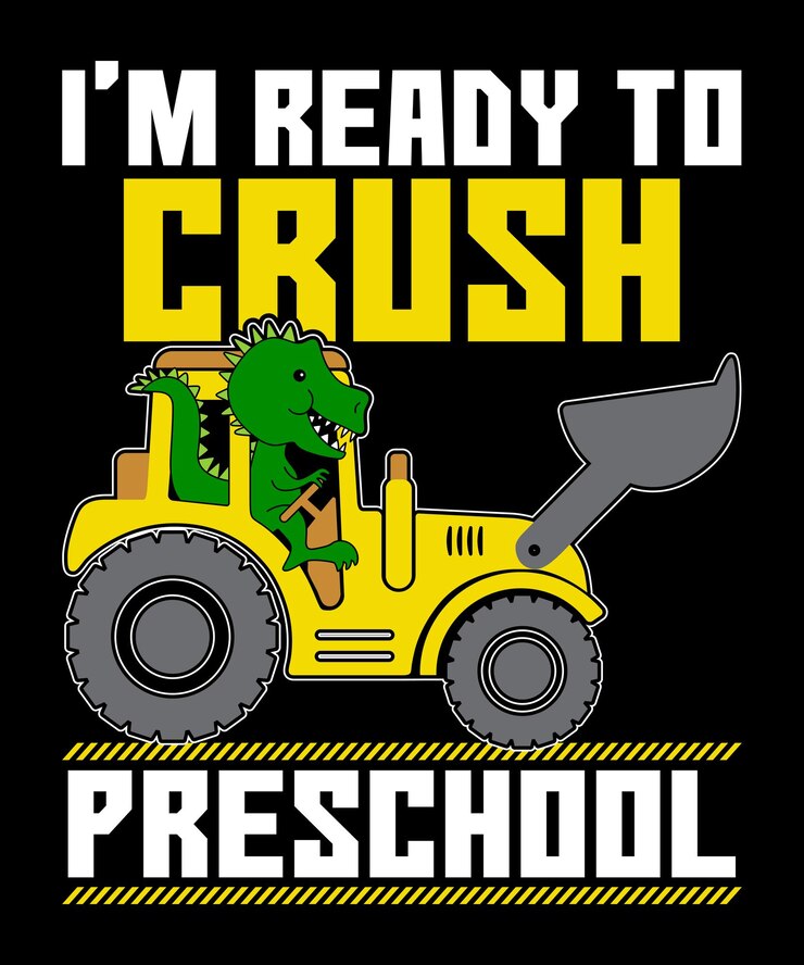 Estoy listo para aplastar el niño dinosaurio de la construcción preescolar de vuelta a la plantilla de impresión de camisa de la escuela