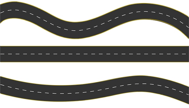 Estradas rectas y sinuosas Modelo de carretera de asfalto sin costuras Carretera o fondo de carretera Vector il