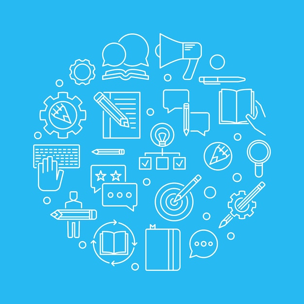 Estrategia de contenido ronda vector lineal ilustración
