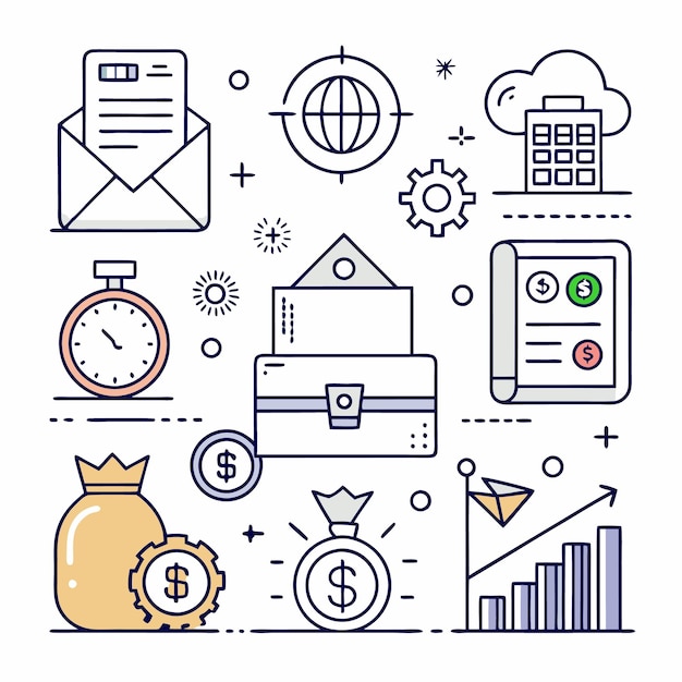 Estrategia de crecimiento empresarial con íconos