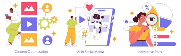 Estrategia digital establece la optimización de contenido ai en el compromiso con las redes sociales análisis de encuestas interactivas