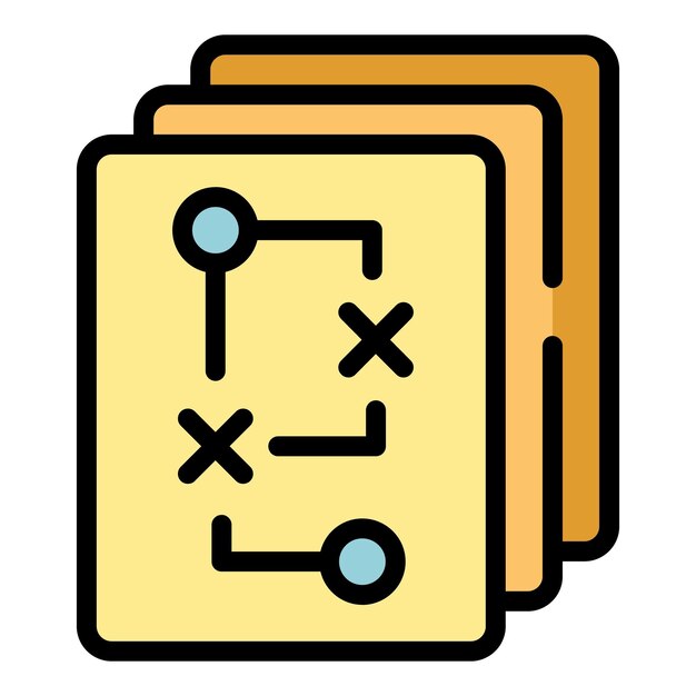 Estrategia empresa icono contorno vector comunidad pública negocio social color plano