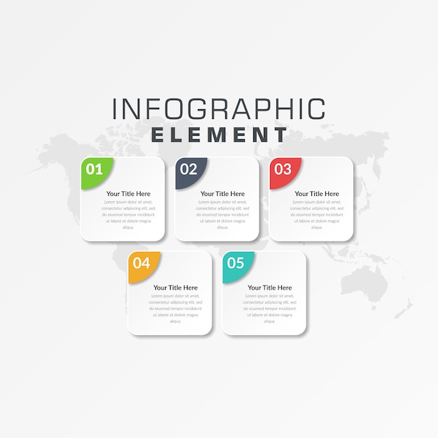 Estrategia empresarial de cinco puntos del elemento infográfico abstracto