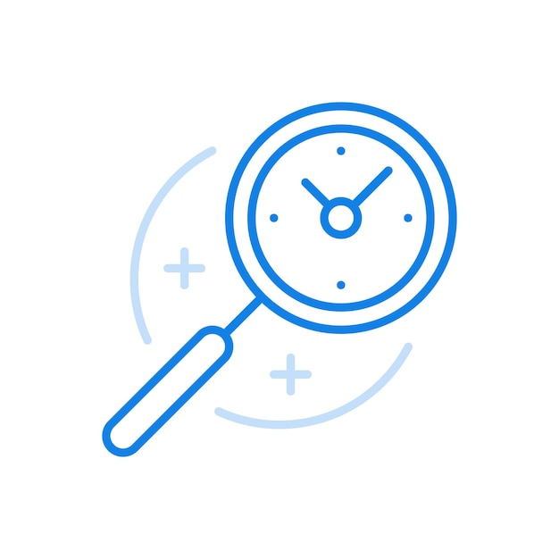 Estrategia de icono de línea de vector de análisis de tiempo de trabajo para administrar plazos y distribuir horas de oficina