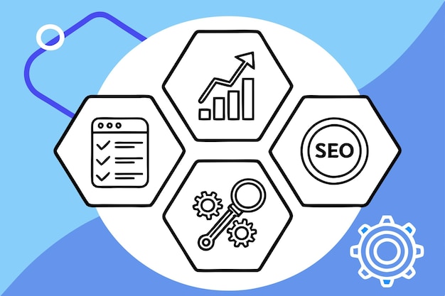 Estrategia de marketing de redes sociales de SEO Infográfico Análisis de optimización de sitios web