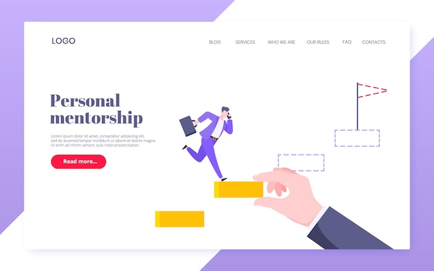 Estrategia de mejora de las habilidades de mentoría y auto-desarrollo concepto de negocio de diseño de estilo plano