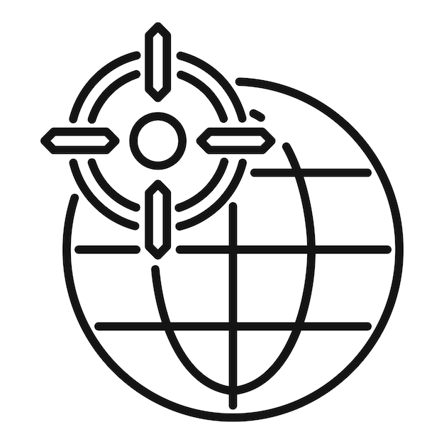 Estrategia de orientación global que alcanza el mercado internacional icono