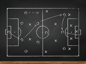 Esquema de táctica de fútbol. estrategia de juego de fútbol con