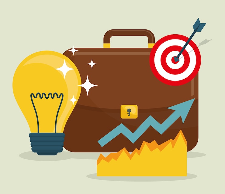Vector estrategias y soluciones de negocio.