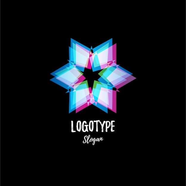 estrella abstracta. Estrella del logotipo. Estrella vectorial del logotipo. Logotipo con estilo moderno aislado. Logotipo colorido. Logotipo geométrico. Efectos de superposición de colores. Elementos de diseño. Logotipo de triángulos. logotipo de joyería.