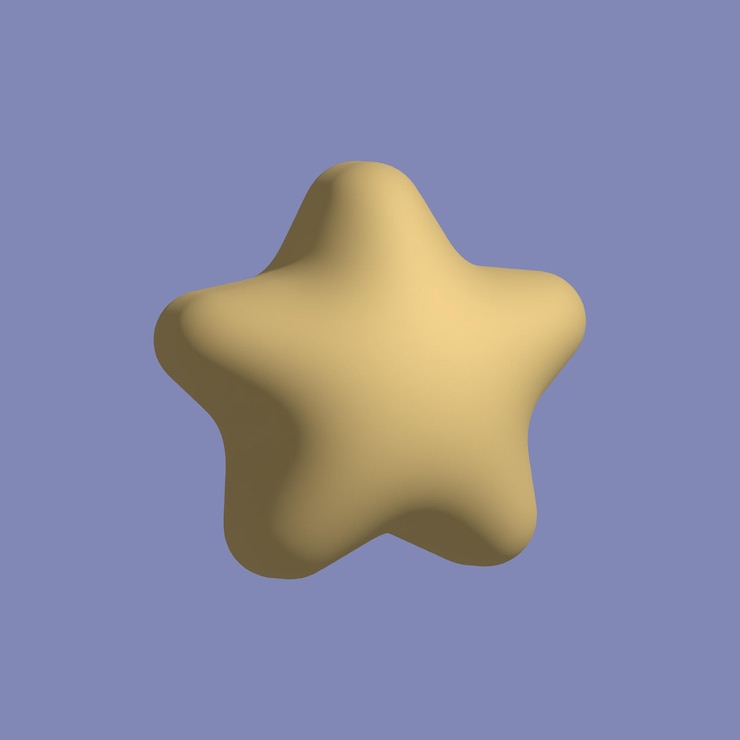 Vector estrella amarilla en render 3d - estrella esponjosa