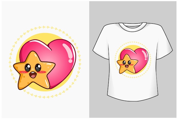 estrella con amor ilustración de dibujos animados
