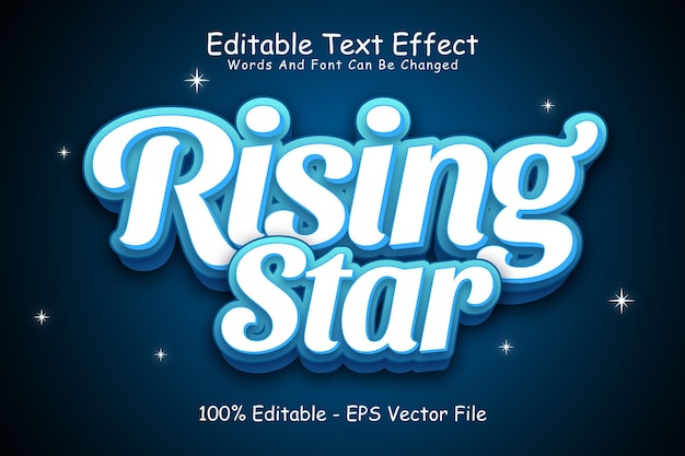 Estrella en ascenso Efecto de texto editable Relieve en 3 dimensiones Estilo moderno