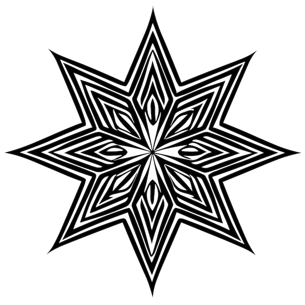 Una estrella en blanco y negro con una estrella en el medio.