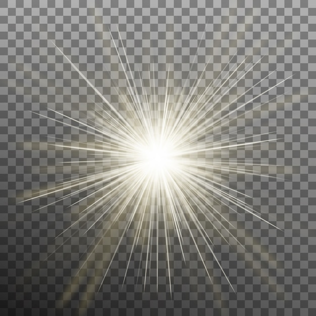 Estrella brillante brillante. Estallido explosión. Fondo transparente solo en