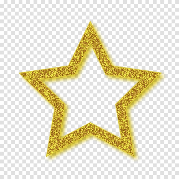 Estrella brillante brillo dorado brillante con sombra aislada sobre fondo blanco Ilustración vectorial