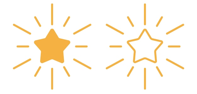 Estrella brillante brillo icono vector ilustración gráfica sencilla conjunto línea trazo contorno moderno