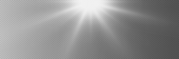 Estrella brillante La estrella parpadeó con una luz brillante La luz brillante blanca explota sobre un fondo transparente