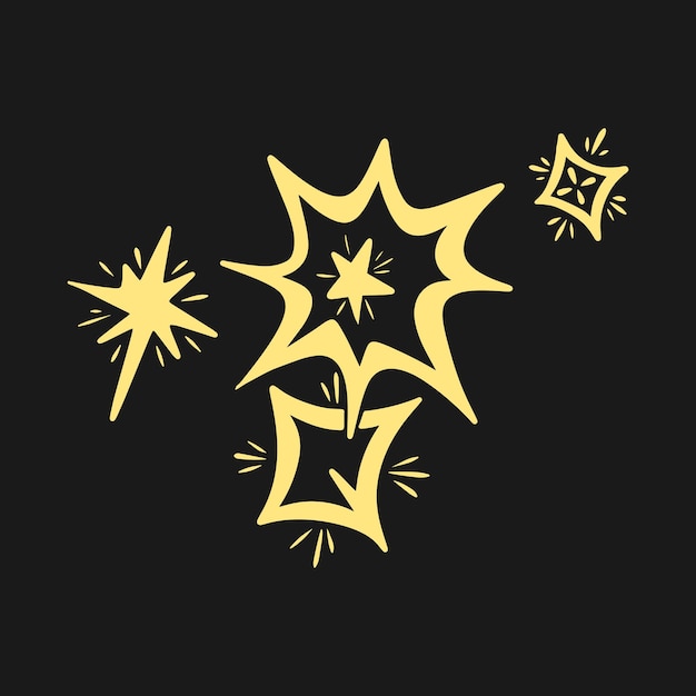 estrella brillante, estrellas parpadeantes. Icono de brillo, icono de estrella limpia. aislado en fondo negro. Ilustración vectorial