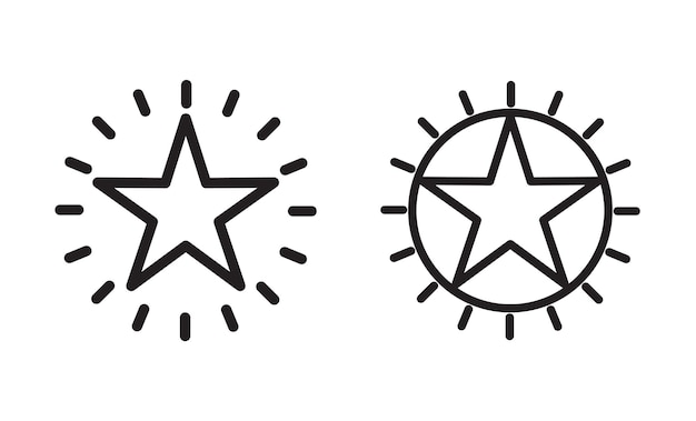 Estrella brillante línea delgada Contorno Icono de estrella brillante con trazo radiante Editable