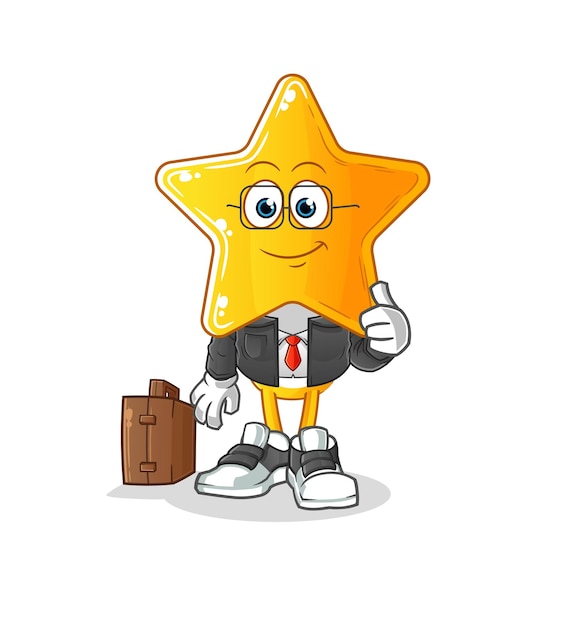 estrella cabeza dibujos animados oficinista mascota vector de dibujos animados