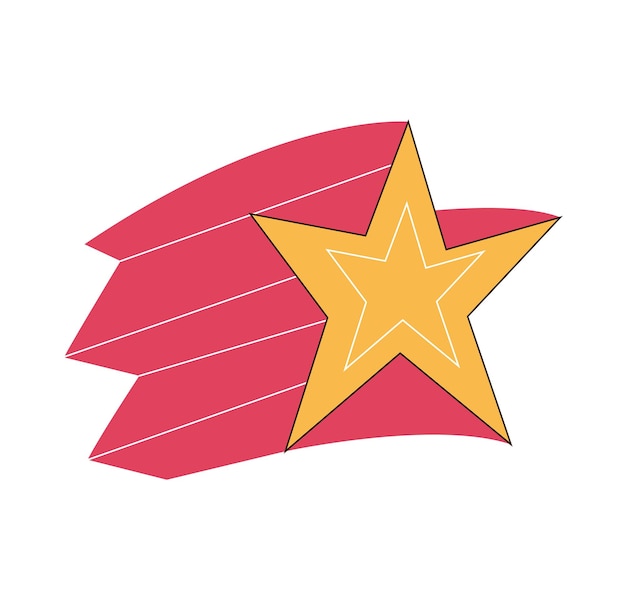Estrella caída ilustración vectorial retro funky en el estilo de los años 70