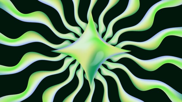 estrella de cal verde con línea de onda líquida 3d vibrante holográfico fondo abstracto