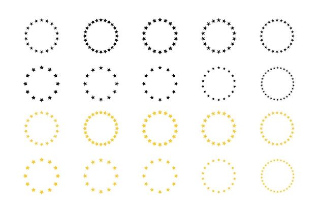 Estrella en círculo aislado sobre fondo blanco ilustración vectorial estrellas en circular redondo