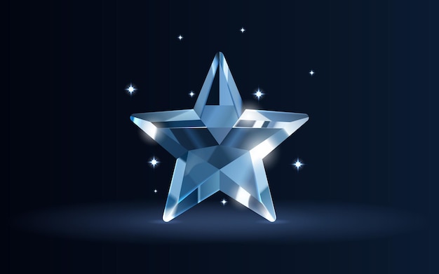 Estrella de cristal 3d premio premium juego premio icono de vidrio de estrella Ilustración vectorial