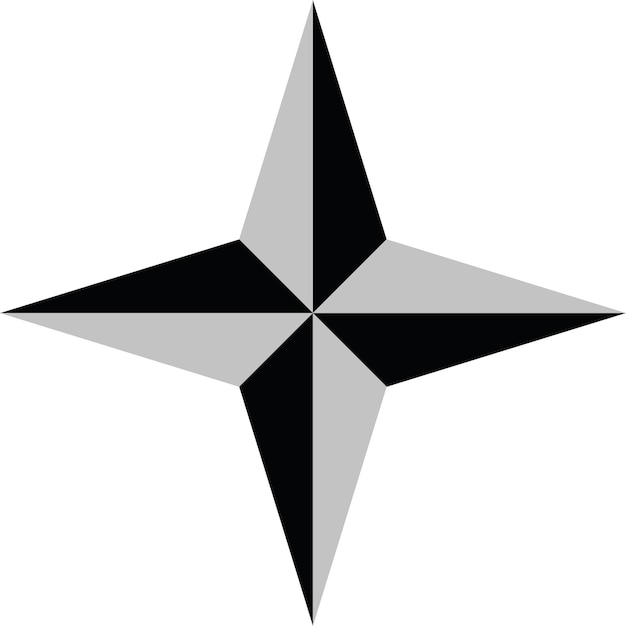 Una estrella de cuatro puntas de color gris