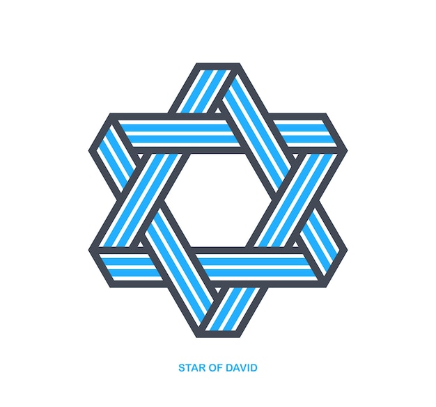 Vector estrella de david antiguo símbolo judío hecho en moderno estilo lineal icono vectorial aislado en blanco hexagonal estrella logotipo o emblema