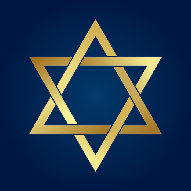 Estrella de David signo de escudo icono símbolo del judaísmo Israel icono dorado en fondo azul