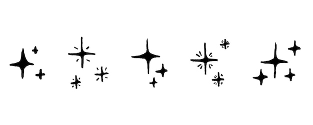 Estrella dibujada a mano brillo de brillo de juego de garabateo brillo de estrella brillo de chispa brillo de luz de textura