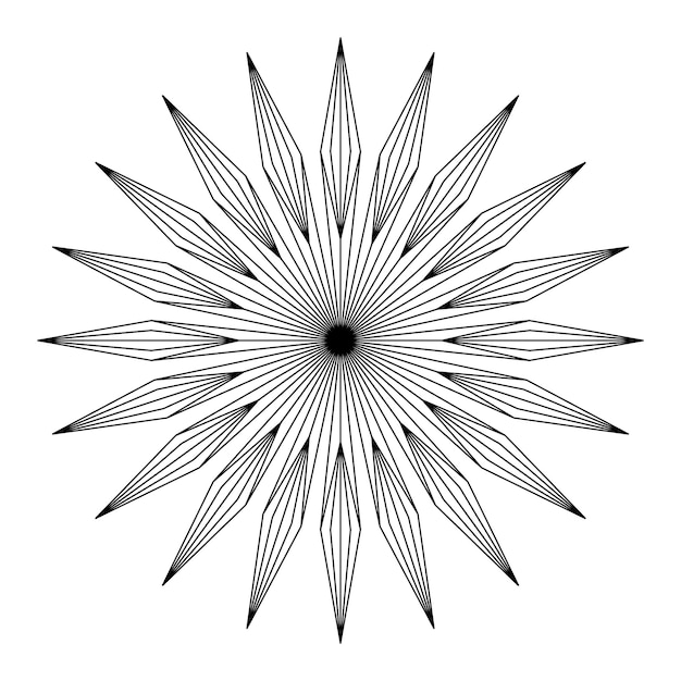 Estrella dibujada a mano estallido estallido de sol símbolo redondo mágico estallido de rayos de sol círculo bohemio talismán estilo antiguo boho logotipo del tatuaje boceto vectorial ilustración aislada sobre fondo blanco