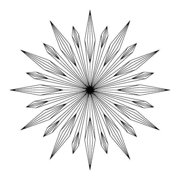 Estrella dibujada a mano estallido estallido de sol símbolo redondo mágico estallido de rayos de sol círculo bohemio talismán estilo antiguo boho logotipo del tatuaje boceto vectorial ilustración aislada sobre fondo blanco