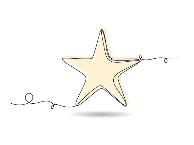 Estrella dibujada a mano en una línea continua, ilustración vectorial aislada