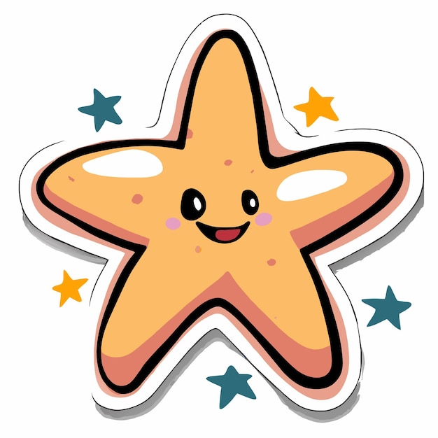 Vector estrella dibujada a mano plana elegante mascota personaje de dibujos animados dibujo pegatina icono concepto aislado