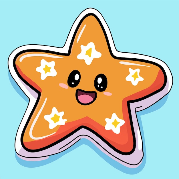 Vector estrella dibujada a mano plana elegante mascota personaje de dibujos animados dibujo pegatina icono concepto aislado