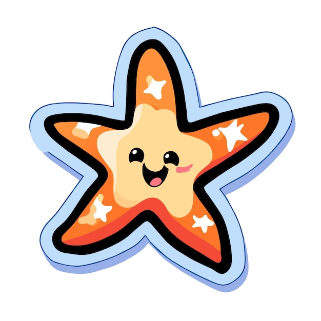 Estrella dibujada a mano plana elegante mascota personaje de dibujos animados dibujo pegatina icono concepto aislado