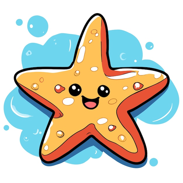 Estrella dibujada a mano plana elegante mascota personaje de dibujos animados dibujo pegatina icono concepto aislado
