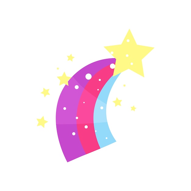 Estrella de dibujos animados con vector de cola de arco iris Ilustración aislada en un fondo blanco