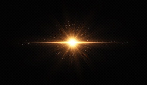 Estrella dorada brillante Efecto de luz Estrella brillante Estrella navideña La luz brillante dorada explota