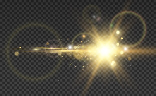 Estrella dorada brillante Efecto de luz estrella brillante Hermosa luz para ilustrar