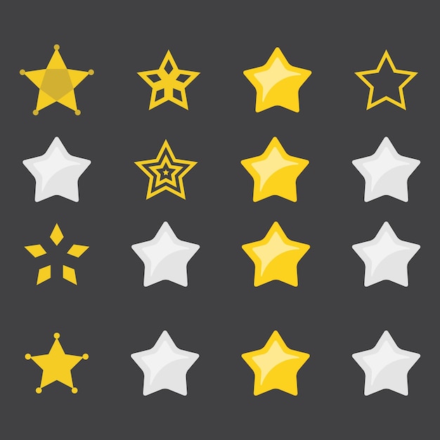 Estrella dorada desde diferentes ángulos Estrellas metálicas realistas aisladas elemento de diseño navideño